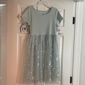 Wonder Nation Light Blue Kids Dress with Starry Tulle